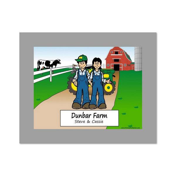 Printed Perfection Personalized Famer CoupleCaricature with a Mat